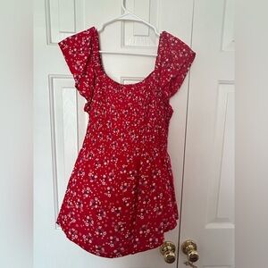 Floral Red Women's Top
